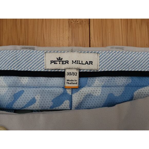 Peter Millar Pants Men 35x32 Beige Durham High Drape Performance Golf Chino EB78 - Picture 2 of 10